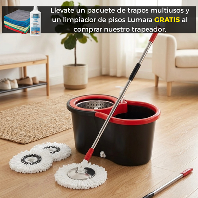Trapeador giratorio y cubo con juego de escurridor