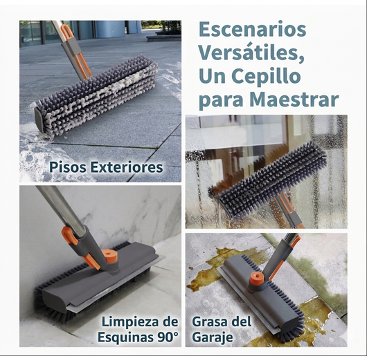 Cepillo de Limpieza 3 en 1 con Mango Largo y Cabezal de rotación de 360°