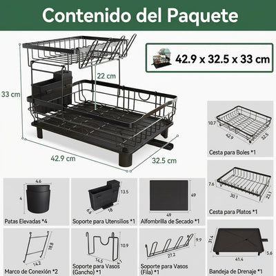 Escurreplatos Lumara Acero Inoxidable con Drenaje